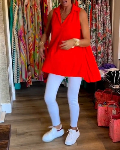 Laluna® | Top senza maniche con volant e colletto a revers