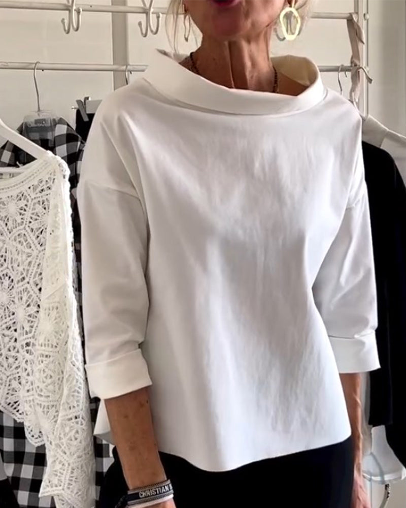 Blusa donna con colletto alto