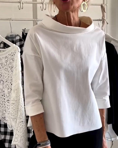 Blusa donna con colletto alto