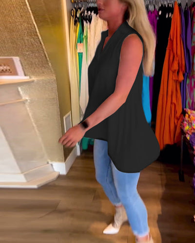 Laluna® | Top senza maniche con volant e colletto a revers