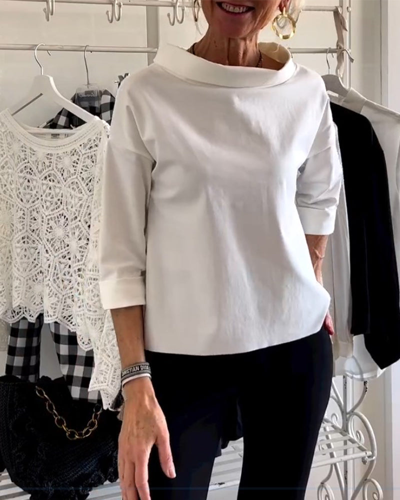 Blusa donna con colletto alto