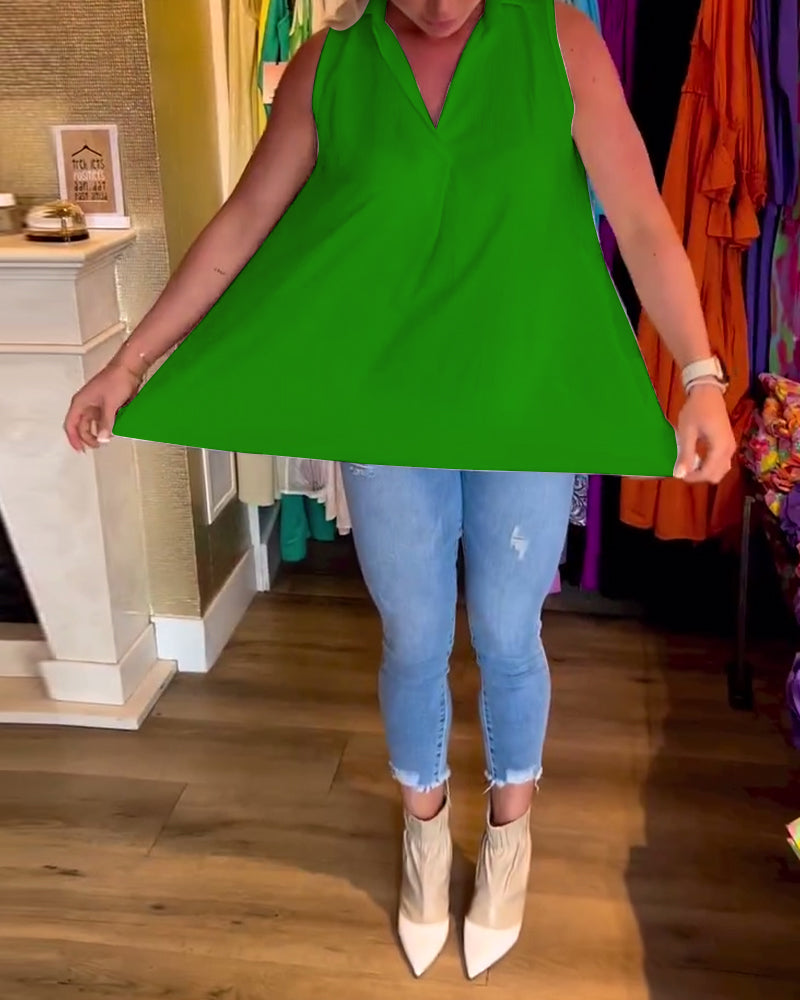 Laluna® | Top senza maniche con volant e colletto a revers