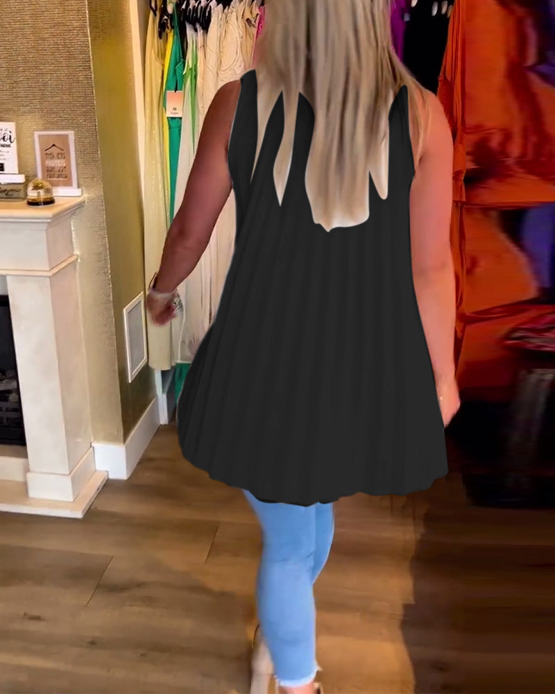 Laluna® | Top senza maniche con volant e colletto a revers