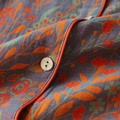 Set di Loungewear in Cotone con Collo a Foglia Vintage