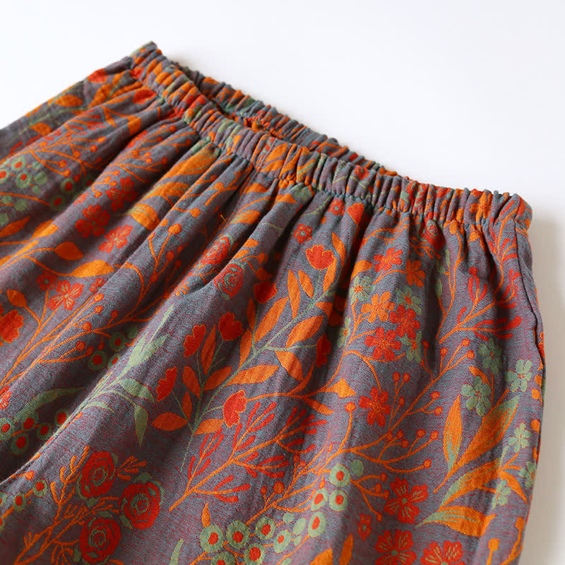 Set di Loungewear in Cotone con Collo a Foglia Vintage