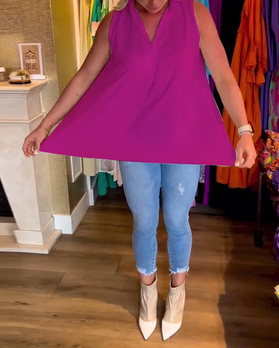 Laluna® | Top senza maniche con volant e colletto a revers