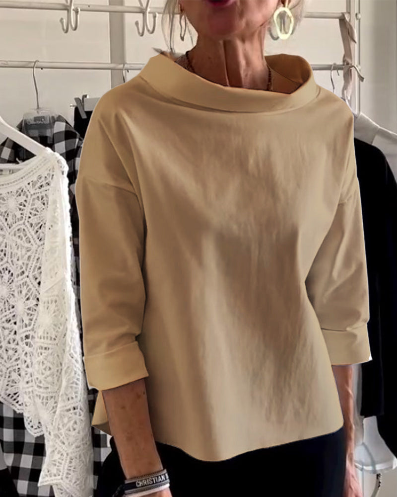 Blusa donna con colletto alto