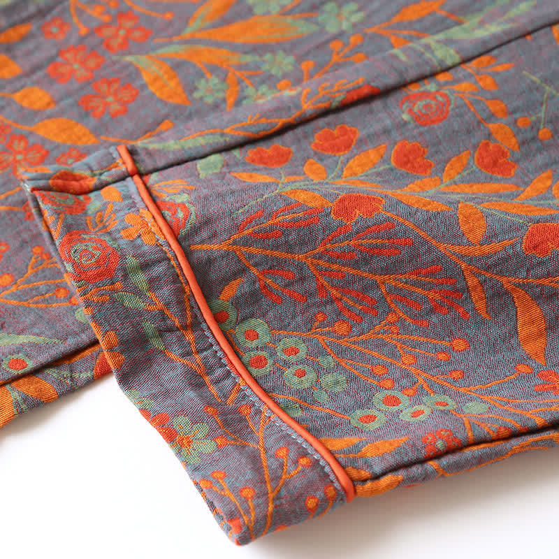 Set di Loungewear in Cotone con Collo a Foglia Vintage