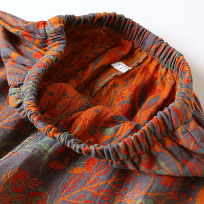 Set di Loungewear in Cotone con Collo a Foglia Vintage