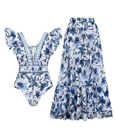 Amelia | Costume da bagno V-hals 2 in 1 con Gonna Abbinata