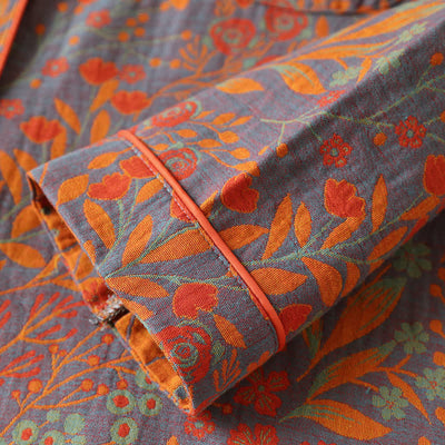 Set di Loungewear in Cotone con Collo a Foglia Vintage