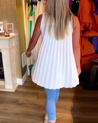 Laluna® | Top senza maniche con volant e colletto a revers