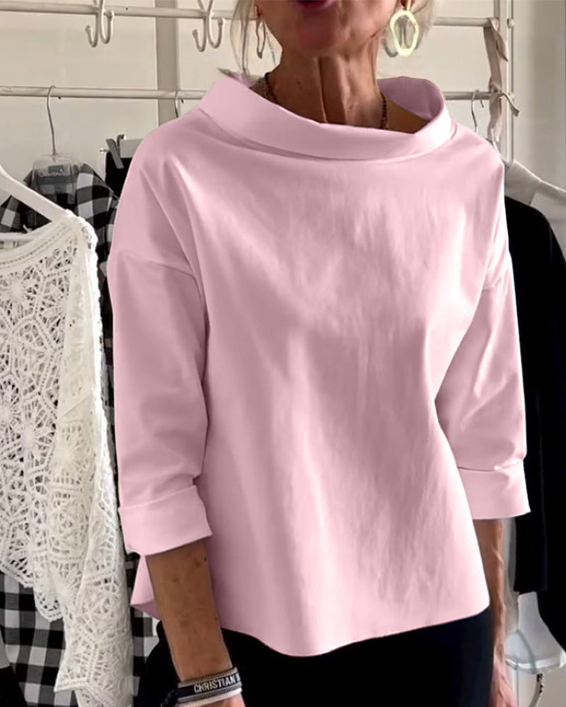 Blusa donna con colletto alto