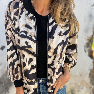 Zaira™ | Giacca Primaverile con Zip a Motivo Zebra